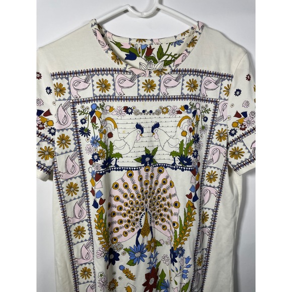 Tory Burch Tee Shirt Dress Womens Short Sleeve Floral Print Casual Designer Boho - Picture 2 of 9